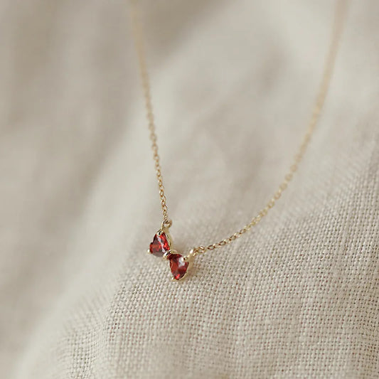Sterling Silver Red Bow Necklace