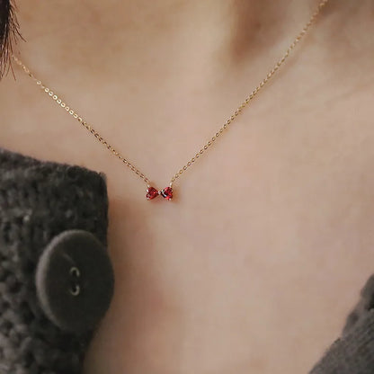 Sterling Silver Red Bow Necklace