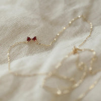 Sterling Silver Red Bow Necklace