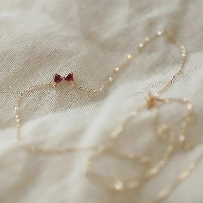 Sterling Silver Red Bow Necklace