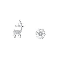 Sterling Silver Deer Snowflake Earrings