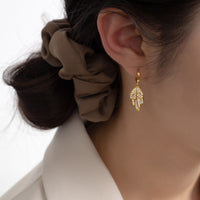 Gold Plated Leaf Drop Earrings