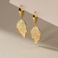 Gold Plated Leaf Drop Earrings
