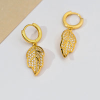 Gold Plated Leaf Drop Earrings