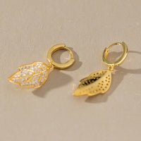 Gold Plated Leaf Drop Earrings