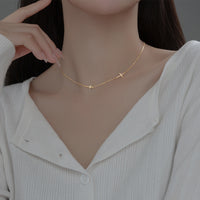 Sterling Silver Sideways Cross Choker Necklace