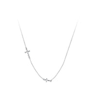 Sterling Silver Sideways Cross Choker Necklace