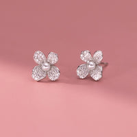 Sterling Silver Shell Pearl Flower Stud Earrings