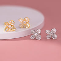 Sterling Silver Shell Pearl Flower Stud Earrings
