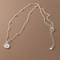 Sterling Silver Heart Disc Ball Bead Curb Chain Necklace