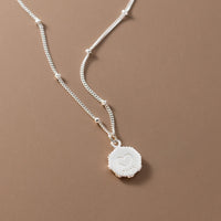 Sterling Silver Heart Disc Ball Bead Curb Chain Necklace