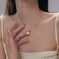 Sterling Silver Heart Disc Ball Bead Curb Chain Necklace