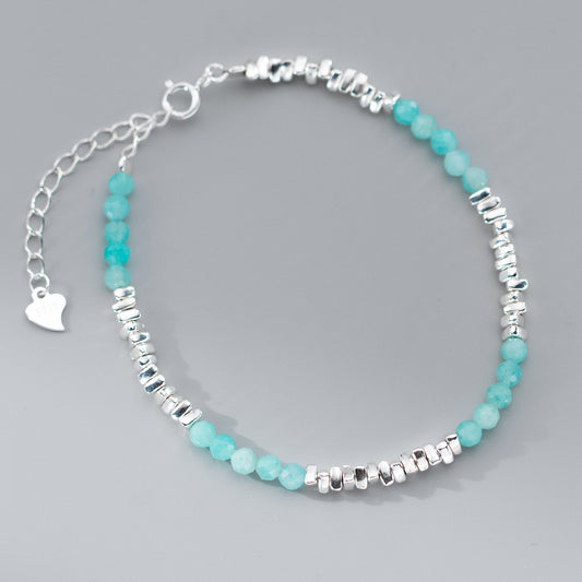 Natural Amazonyte Sterling Silver Bracelet