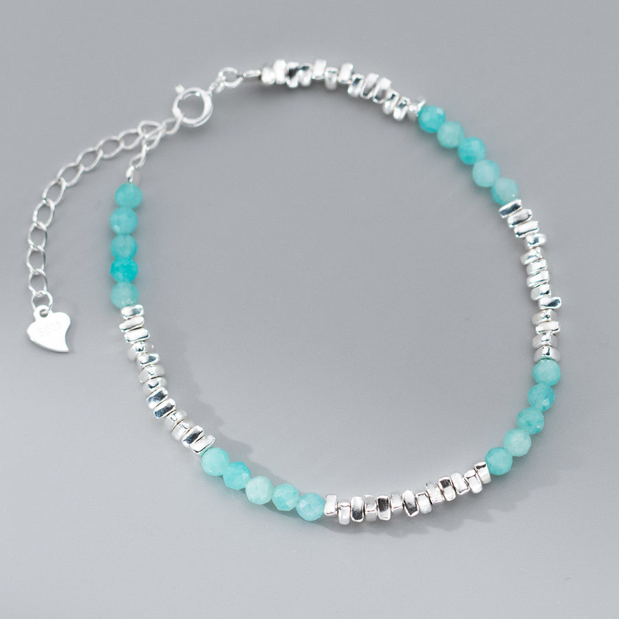 Natural Amazonyte Sterling Silver Bracelet