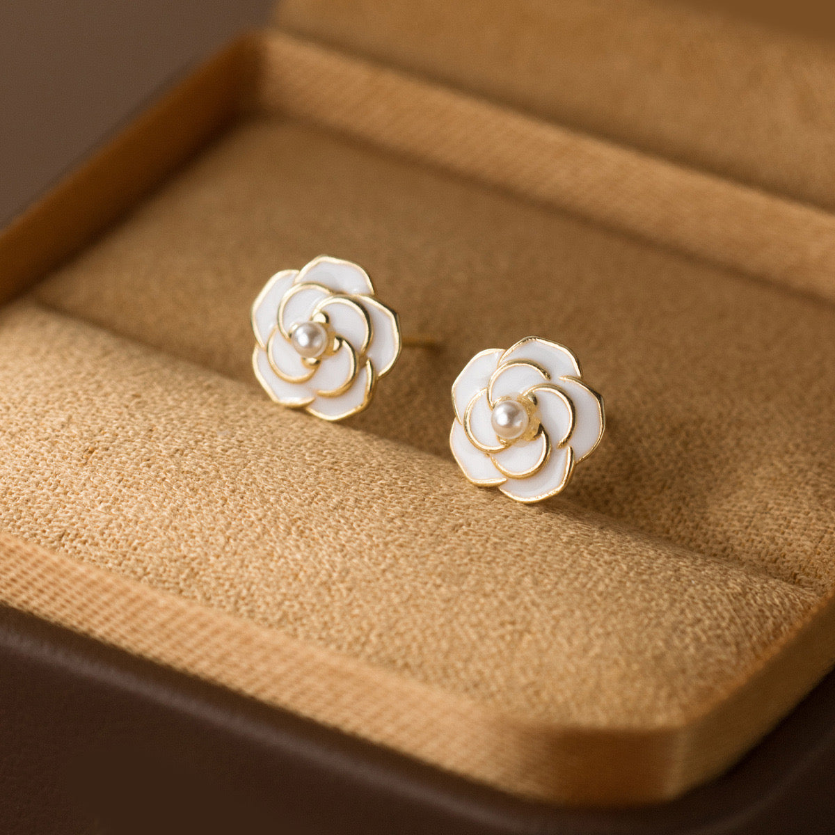 Sterling Silver Flower Earrings with Imitation Pearl
