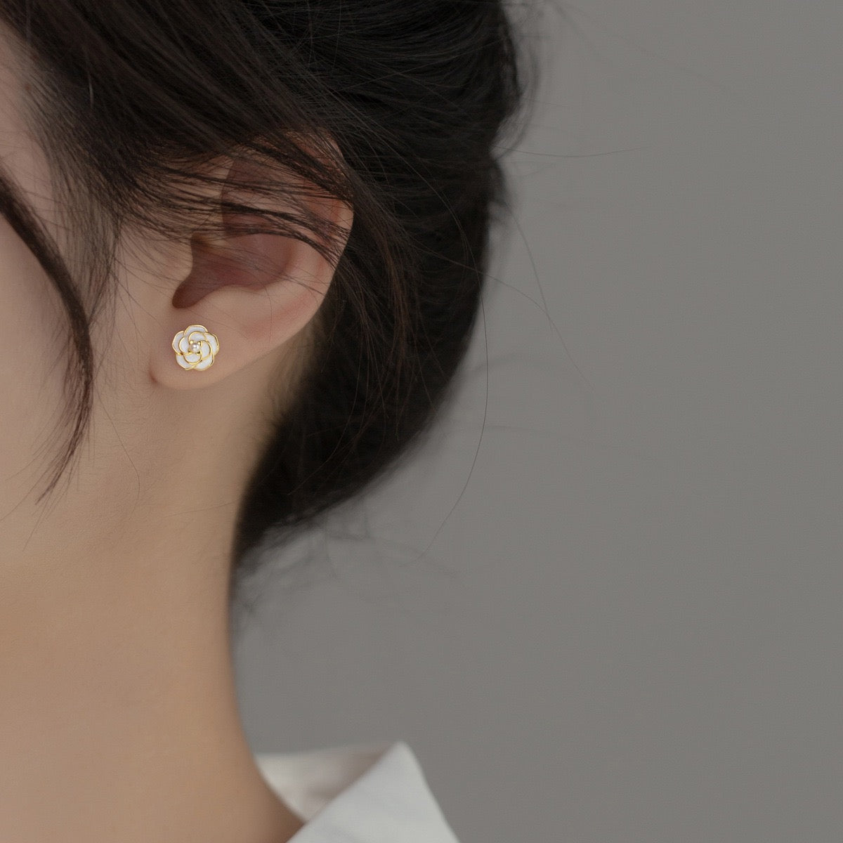 Sterling Silver Flower Earrings with Imitation Pearl