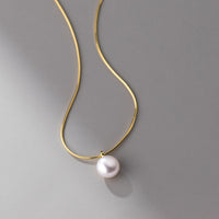 Sterling Silver Shell Pearl Slider Necklace