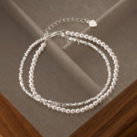 Sterling Silver Double Layered Shell Pearl Bracelet