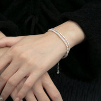 Sterling Silver Double Layered Shell Pearl Bracelet