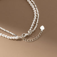 Sterling Silver Double Layered Shell Pearl Bracelet