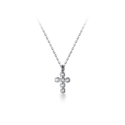 Sterling Silver Cubic Zirconia Cross Pendant Necklace