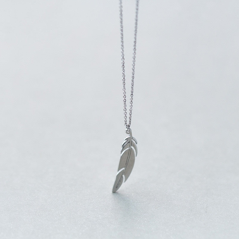 Sterling Silver Feather Pendant Necklace