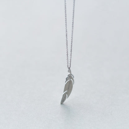 Sterling Silver Feather Pendant Necklace