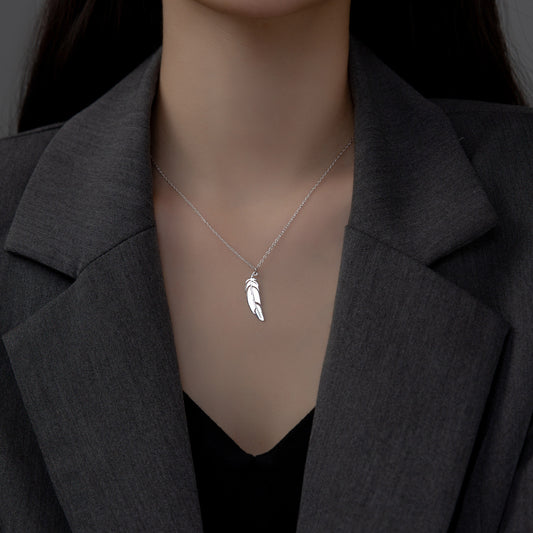 Sterling Silver Feather Pendant Necklace