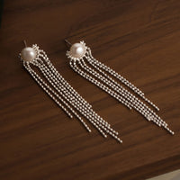 Sterling Silver Freshwater Pearl Tassel Earrings