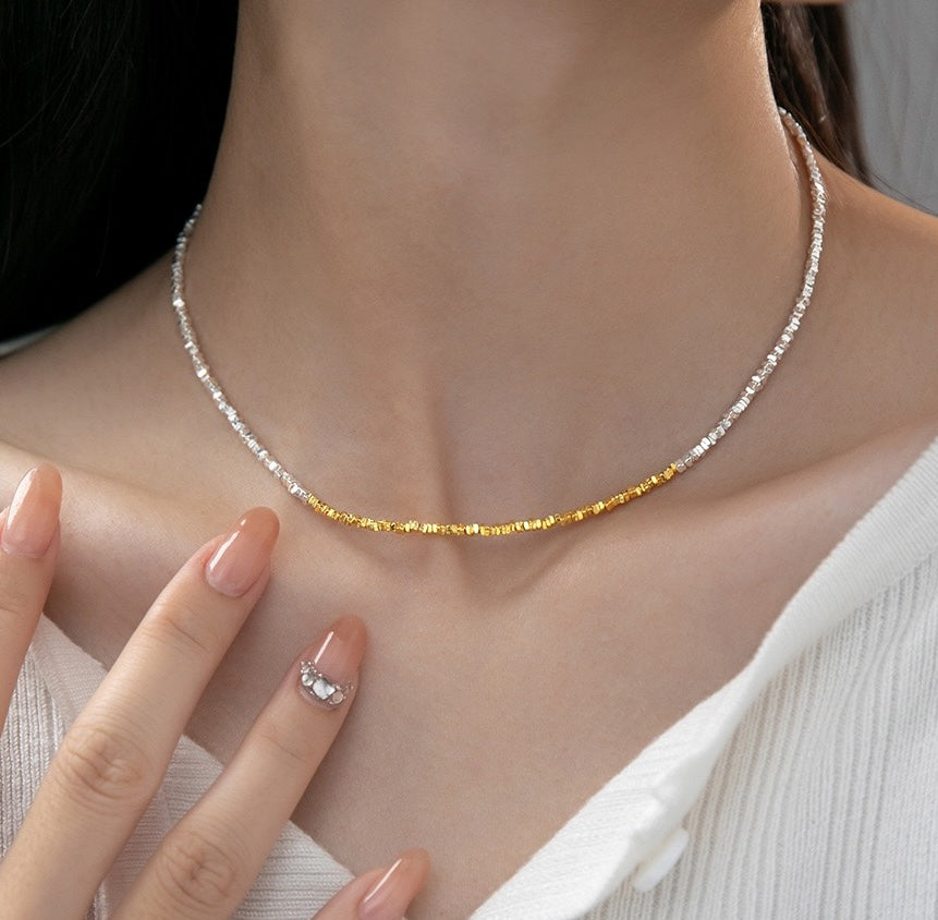 Two Tone Gold and Silver Geometry Fragments Chain