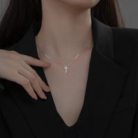 High Polish Sterling Silver Cross Necklace
