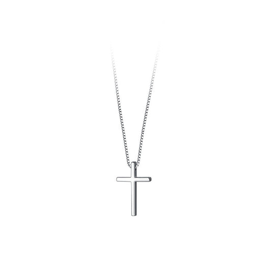 High Polish Sterling Silver Cross Necklace