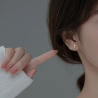 Sterling Silver Small Cross Stud Earrings