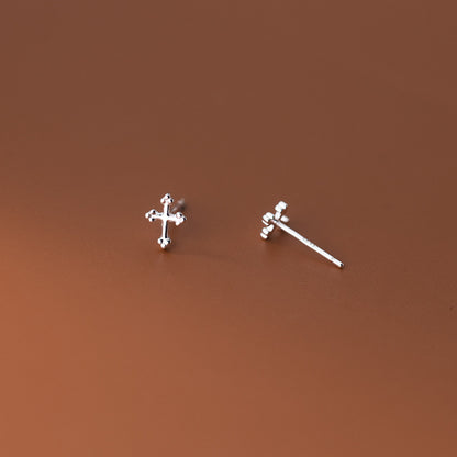 Sterling Silver Small Cross Stud Earrings