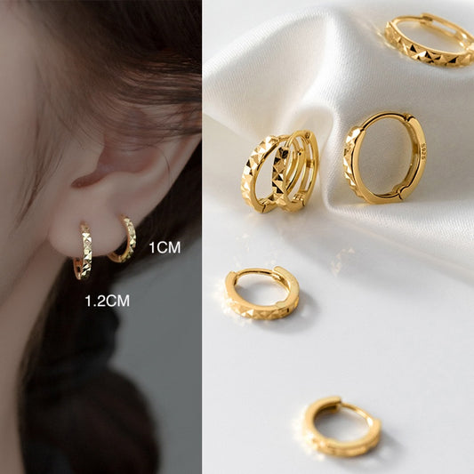 Sterling Silver Diamond Cut Hoop Earrings