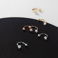 Sterling Silver Cubic Zirconia Star Screw Back Stud Earrings