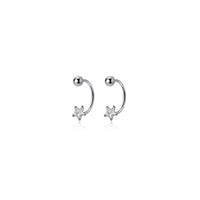 Sterling Silver Cubic Zirconia Star Screw Back Stud Earrings