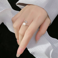 Rose Gold Plated Freshwater Pearl Crown Open Ring