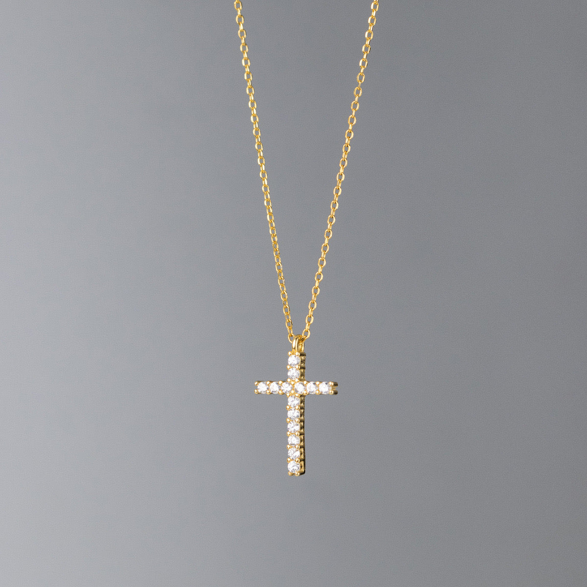 Sterling Silver Cubic Zirconia Classic Cross Necklace