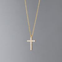 Sterling Silver Cubic Zirconia Classic Cross Necklace