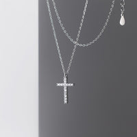 Sterling Silver Cubic Zirconia Classic Cross Necklace