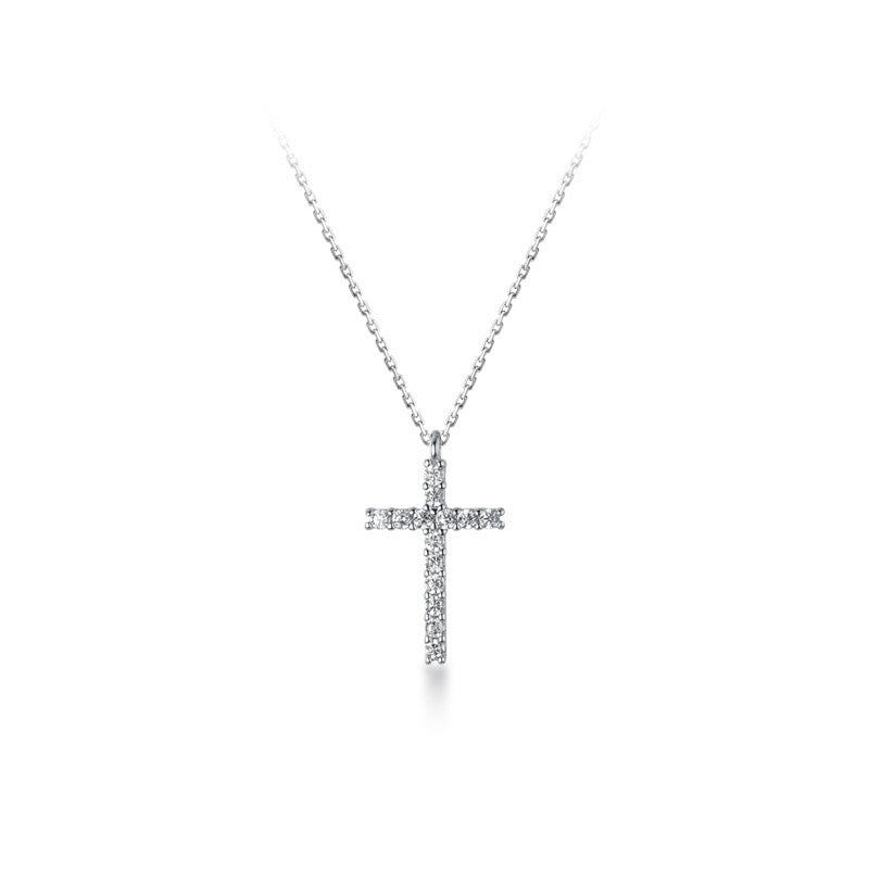 Sterling Silver Cubic Zirconia Classic Cross Necklace