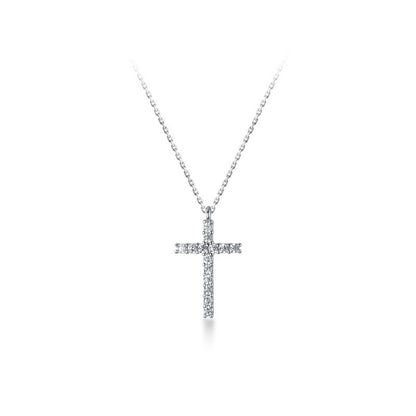 Sterling Silver Cubic Zirconia Classic Cross Necklace