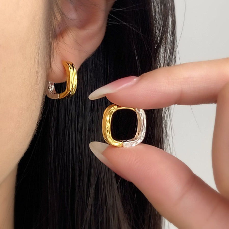 Gold Plated Sterling Silver Square Hoop Earrings