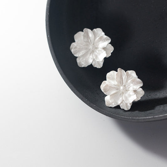 Sterling Silver Resin Flower Statement Earrings