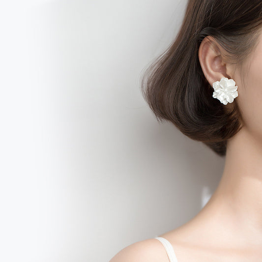 Sterling Silver Resin Flower Statement Earrings
