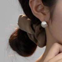 Brushed Finish C Shaped Hoop Earrings in Sterling Silver