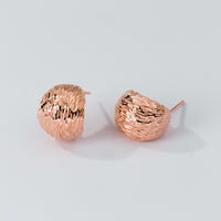 Brushed Finish C Shaped Hoop Earrings in Sterling Silver