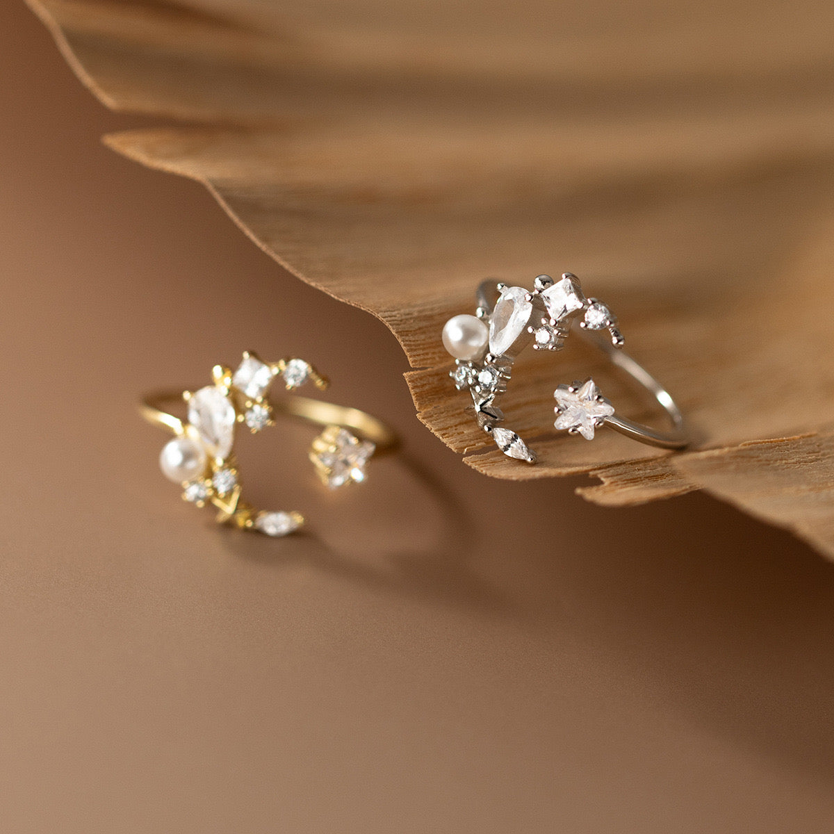 Sterling Silver Moon and Star Ring