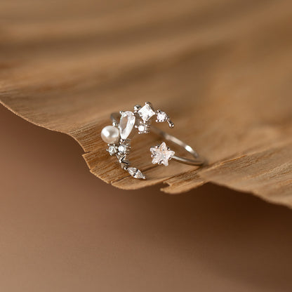 Sterling Silver Moon and Star Ring